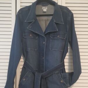 Duluth Trading Co Indigo Belted Denim Jacket